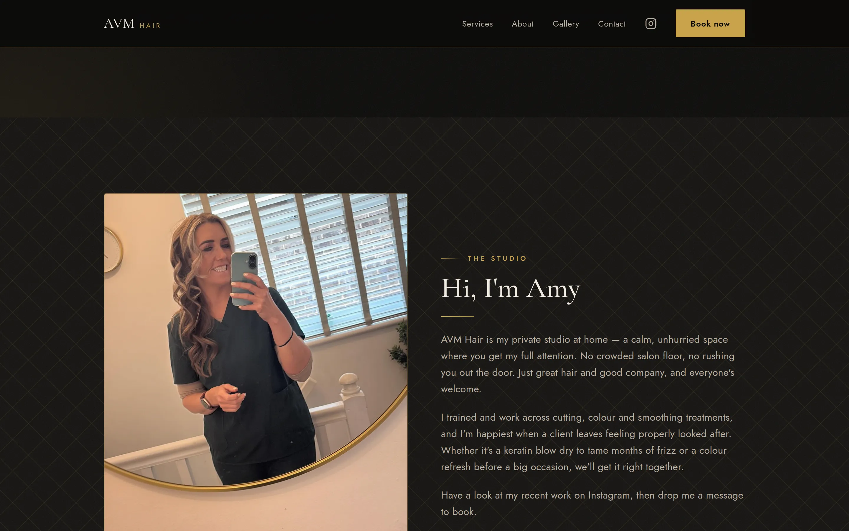 A section of the AVM Hair website built by Telebyte