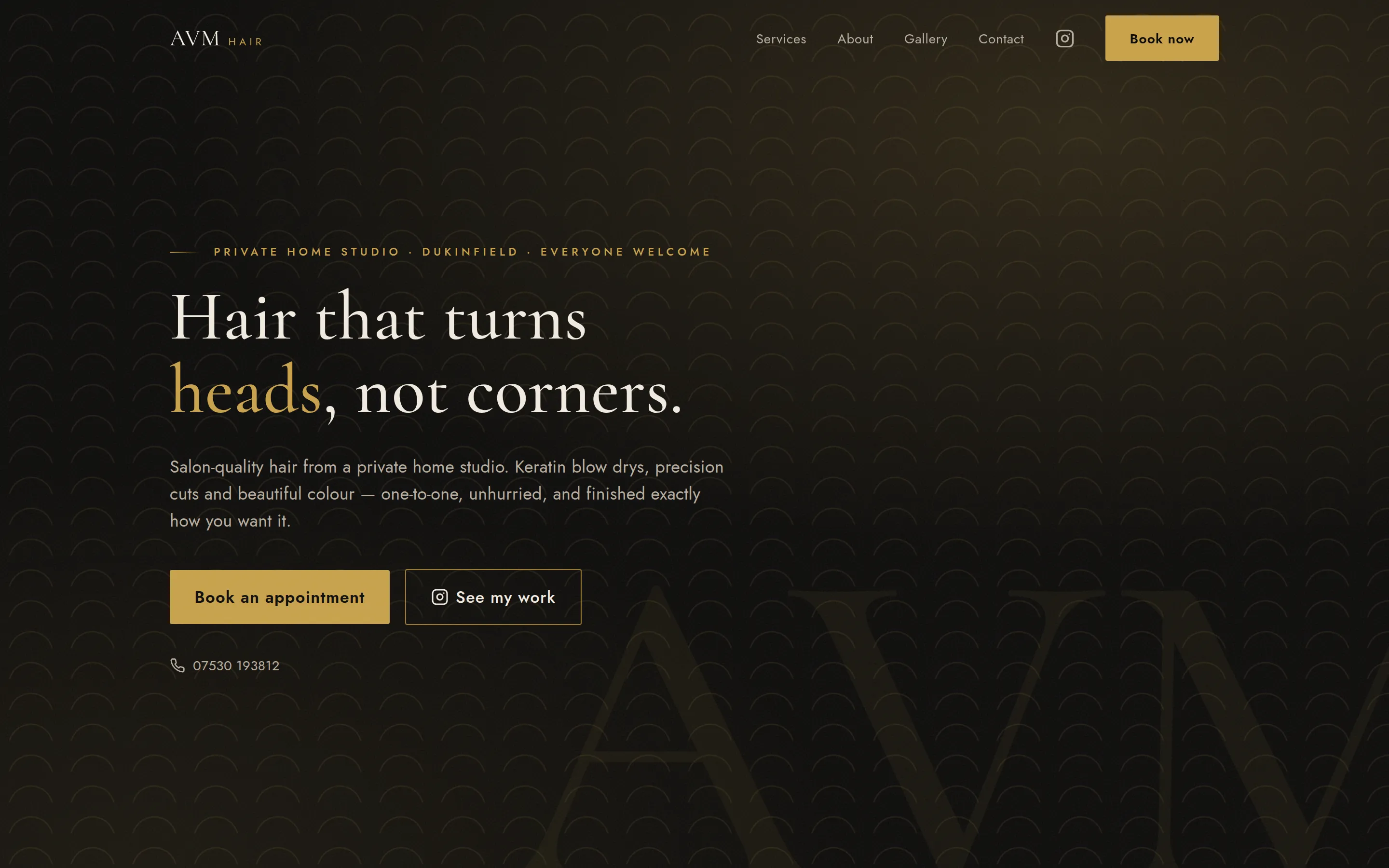 The AVM Hair homepage built by Telebyte
