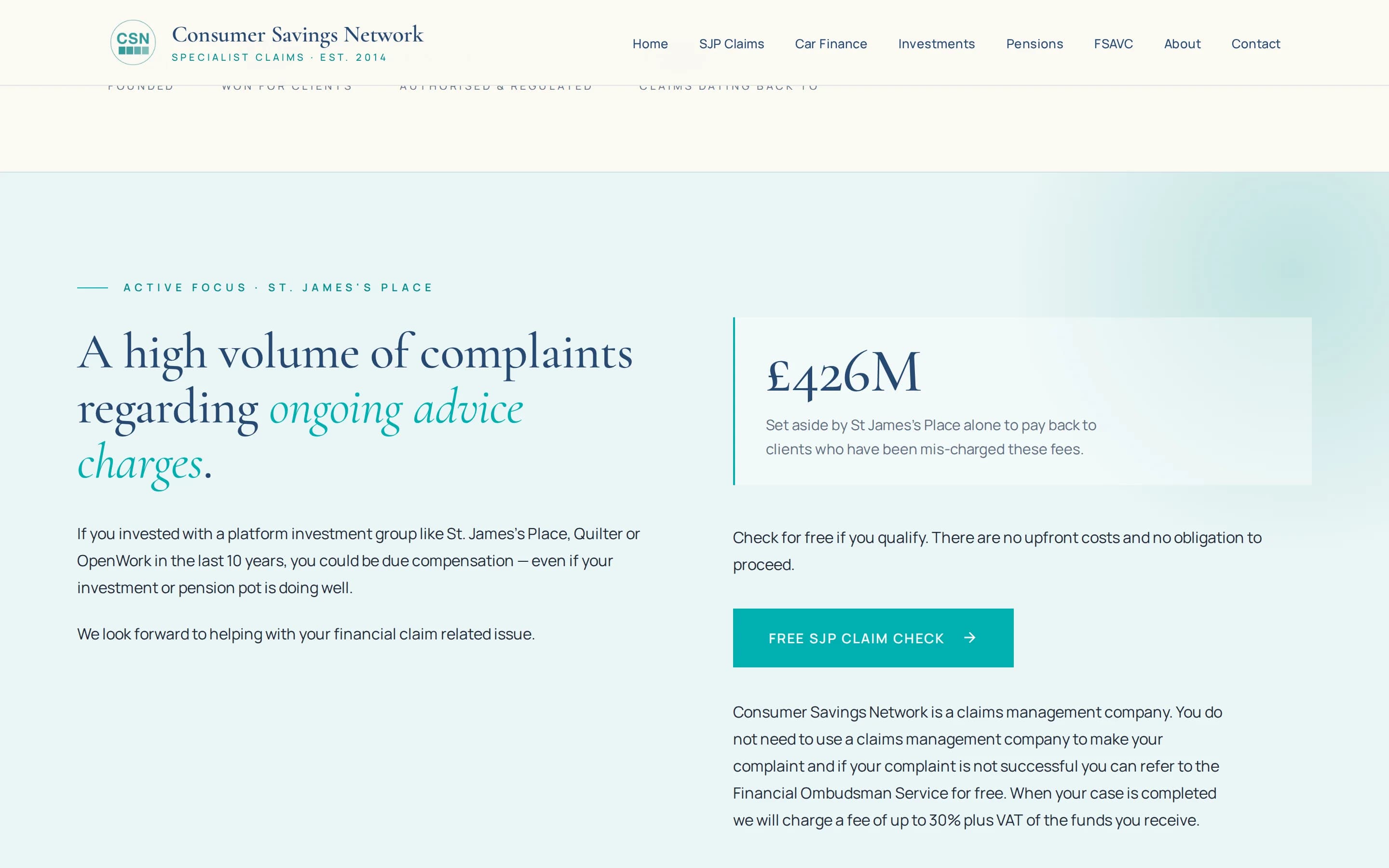 A section of the Consumer Savings Network website built by Telebyte