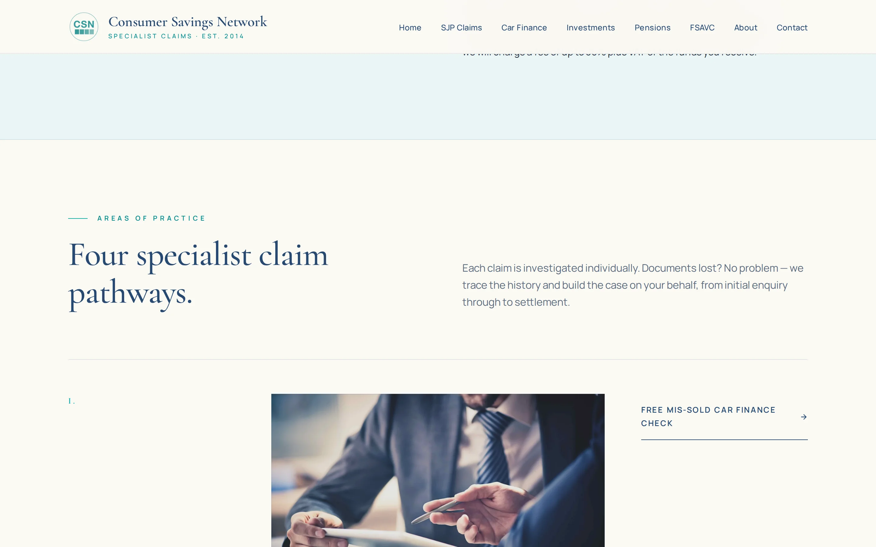 A section of the Consumer Savings Network website built by Telebyte
