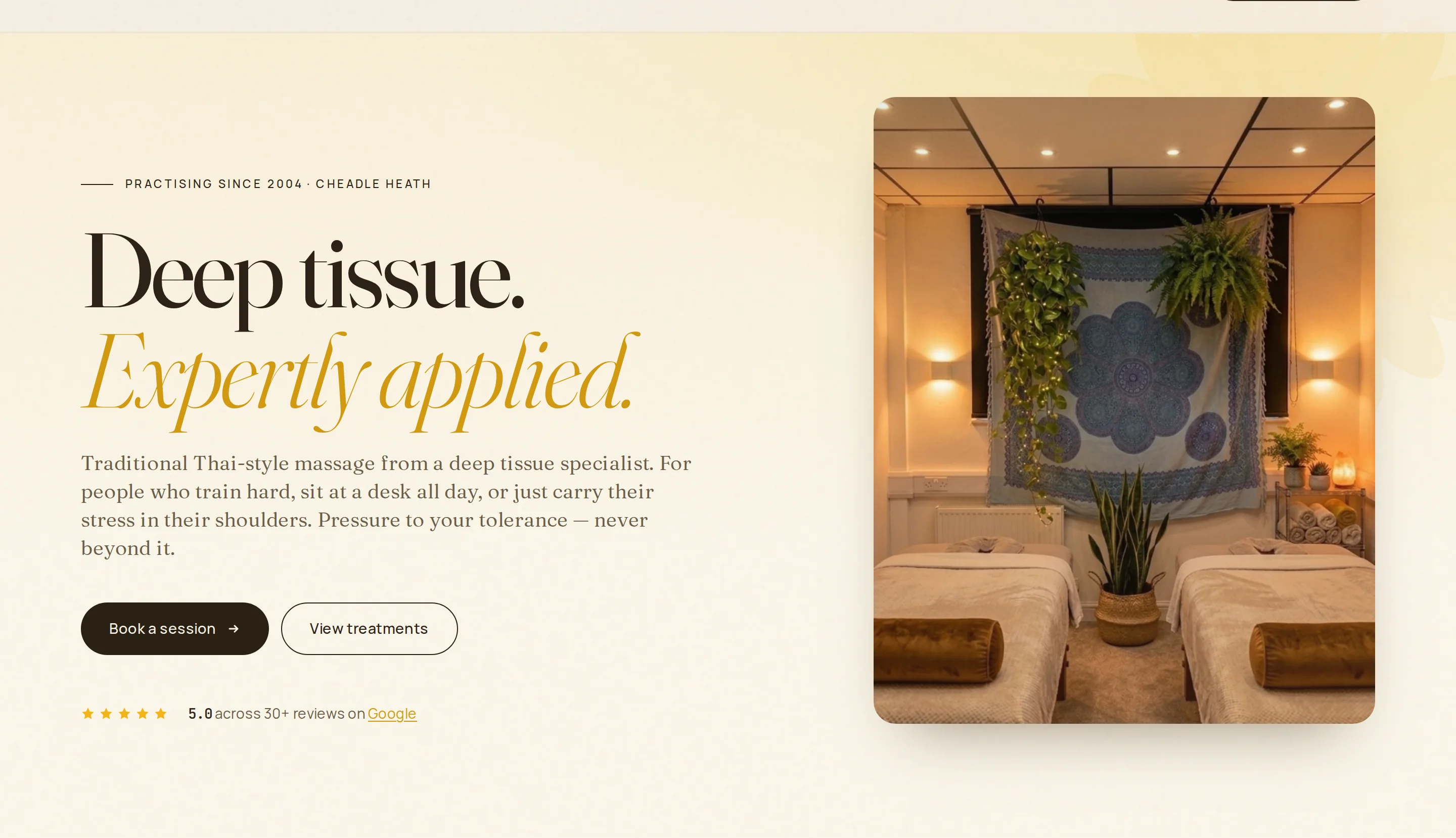 A section of the Dee's Thai Massage website built by Telebyte
