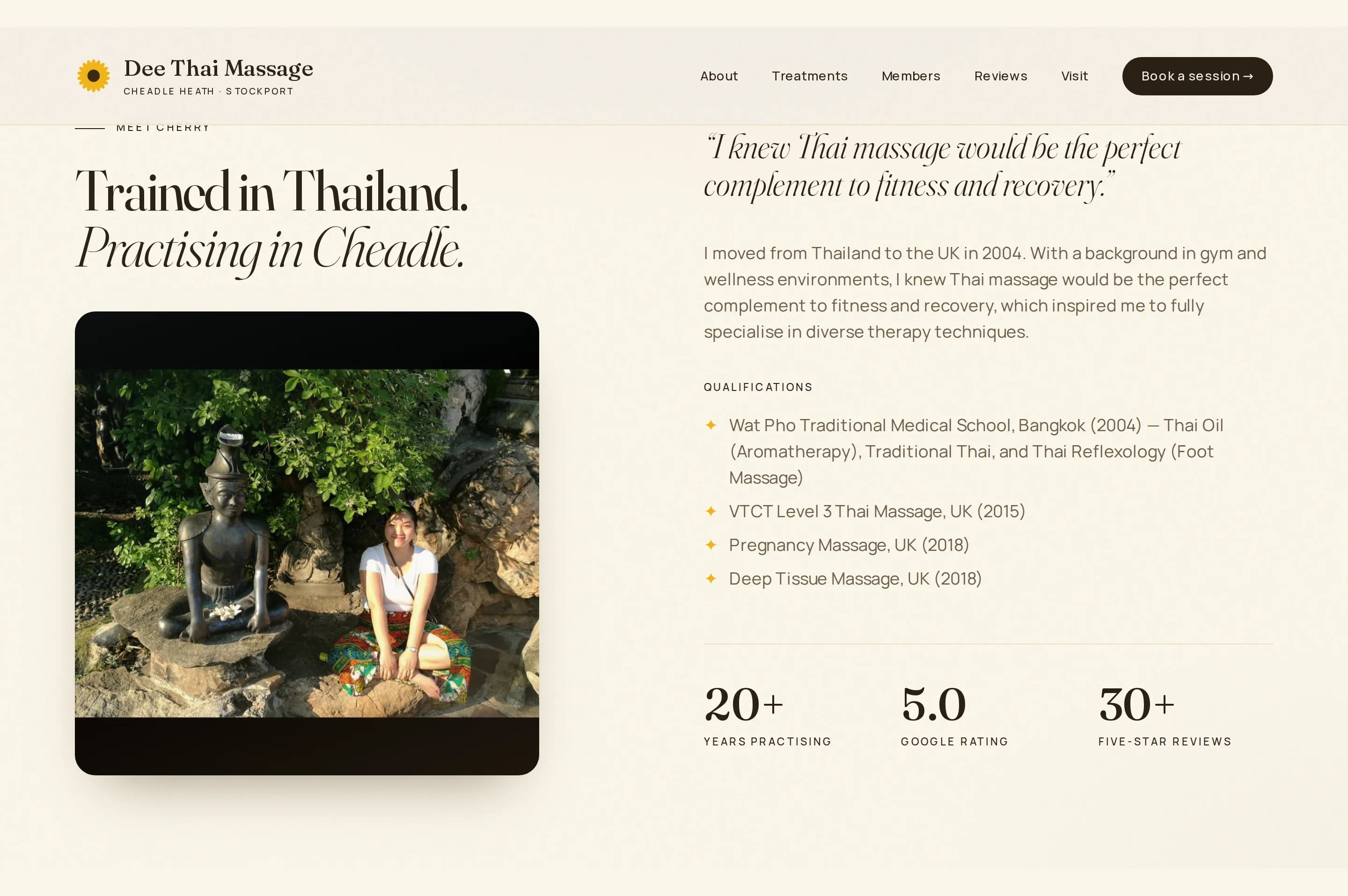 A section of the Dee's Thai Massage website built by Telebyte