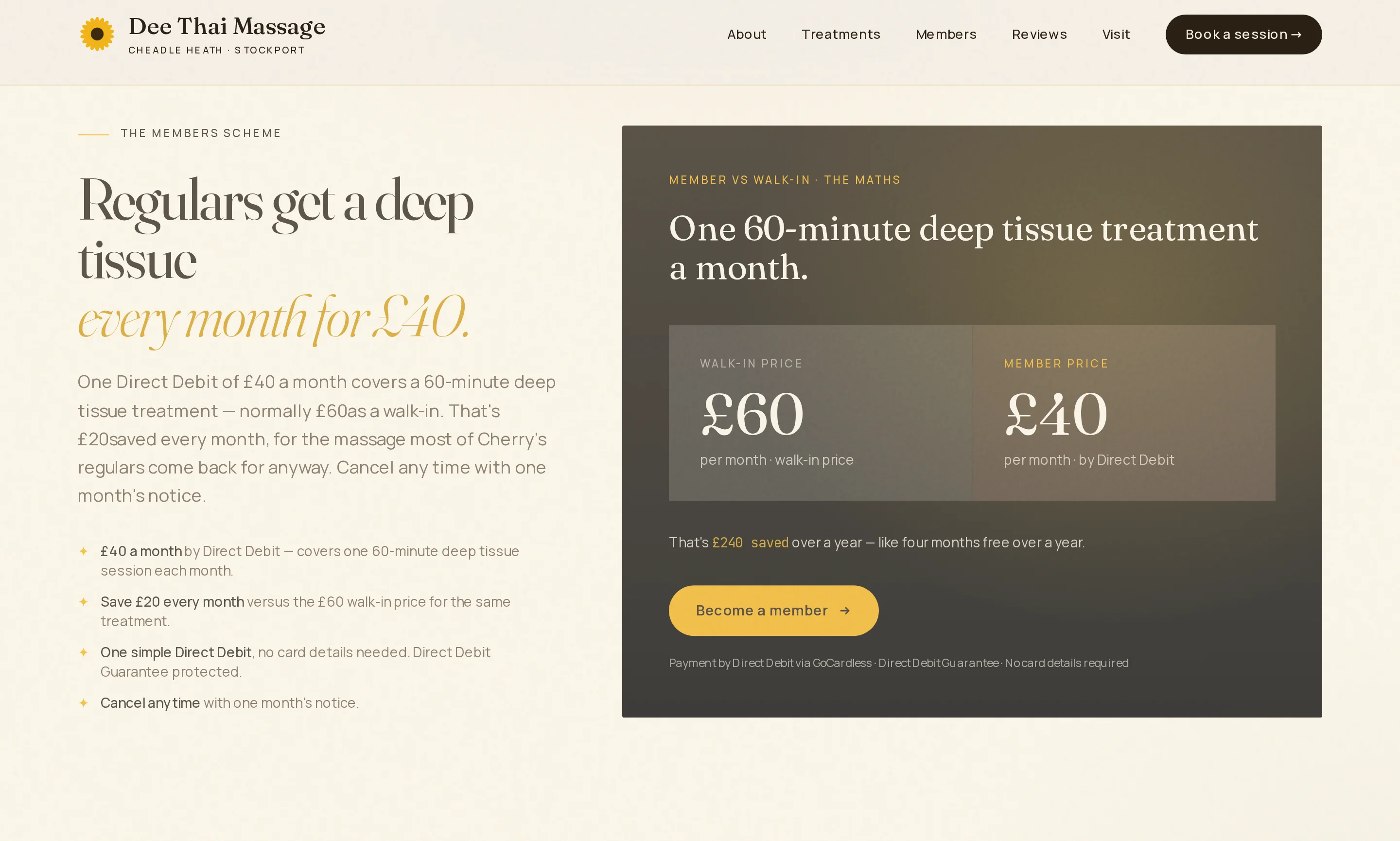 A section of the Dee's Thai Massage website built by Telebyte