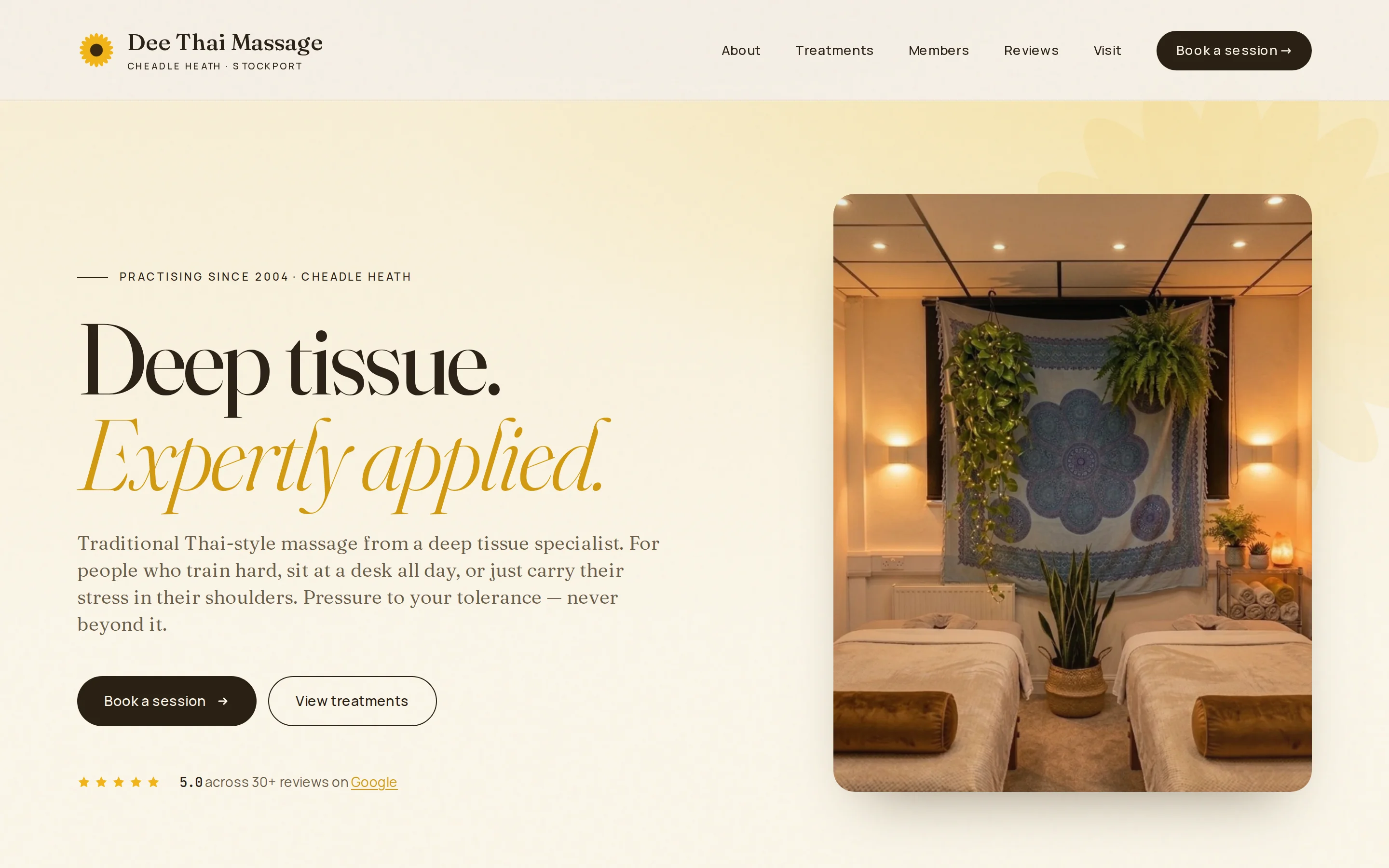 The Dee's Thai Massage website built by Telebyte