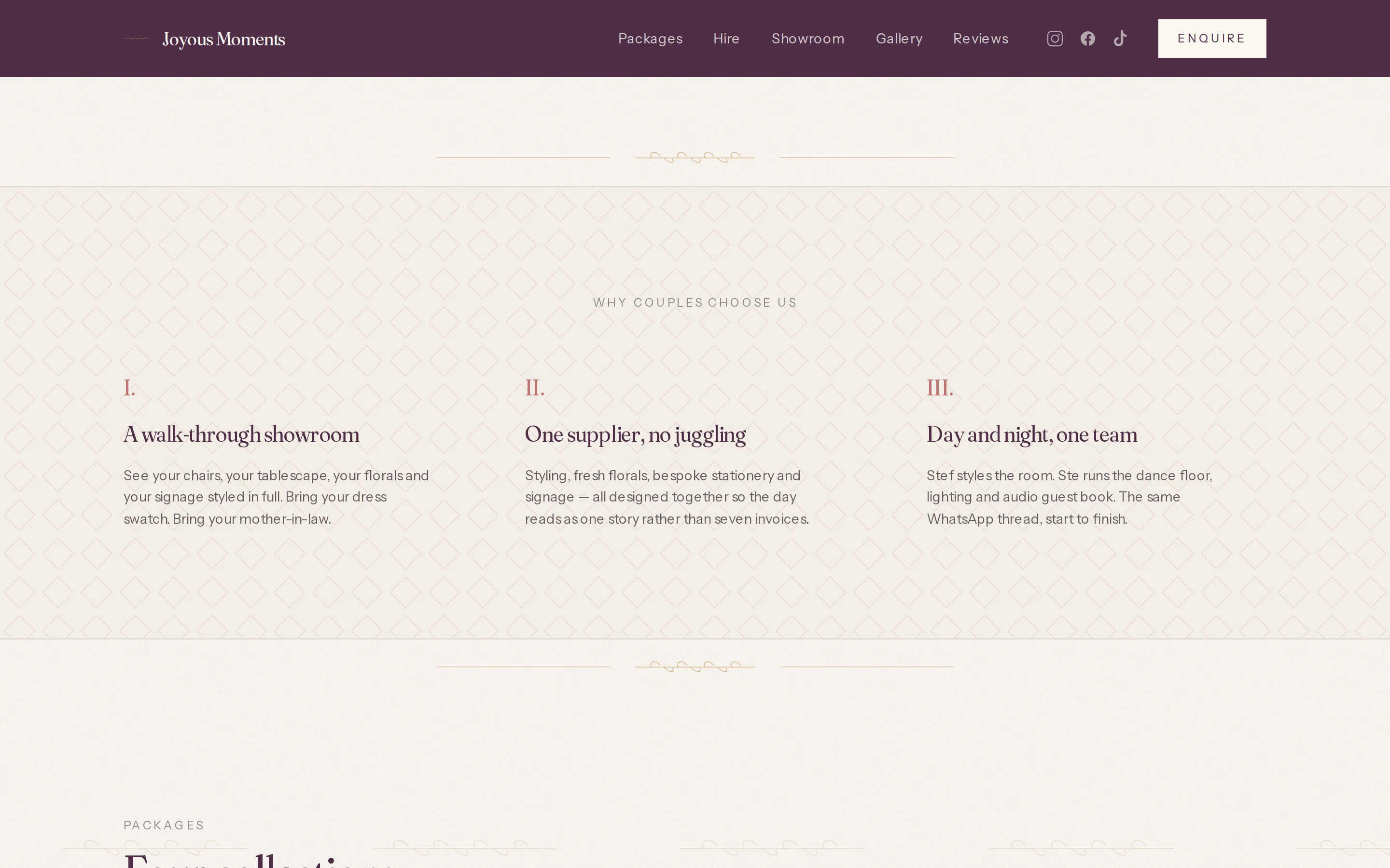 A section of the Joyous Moments website built by Telebyte