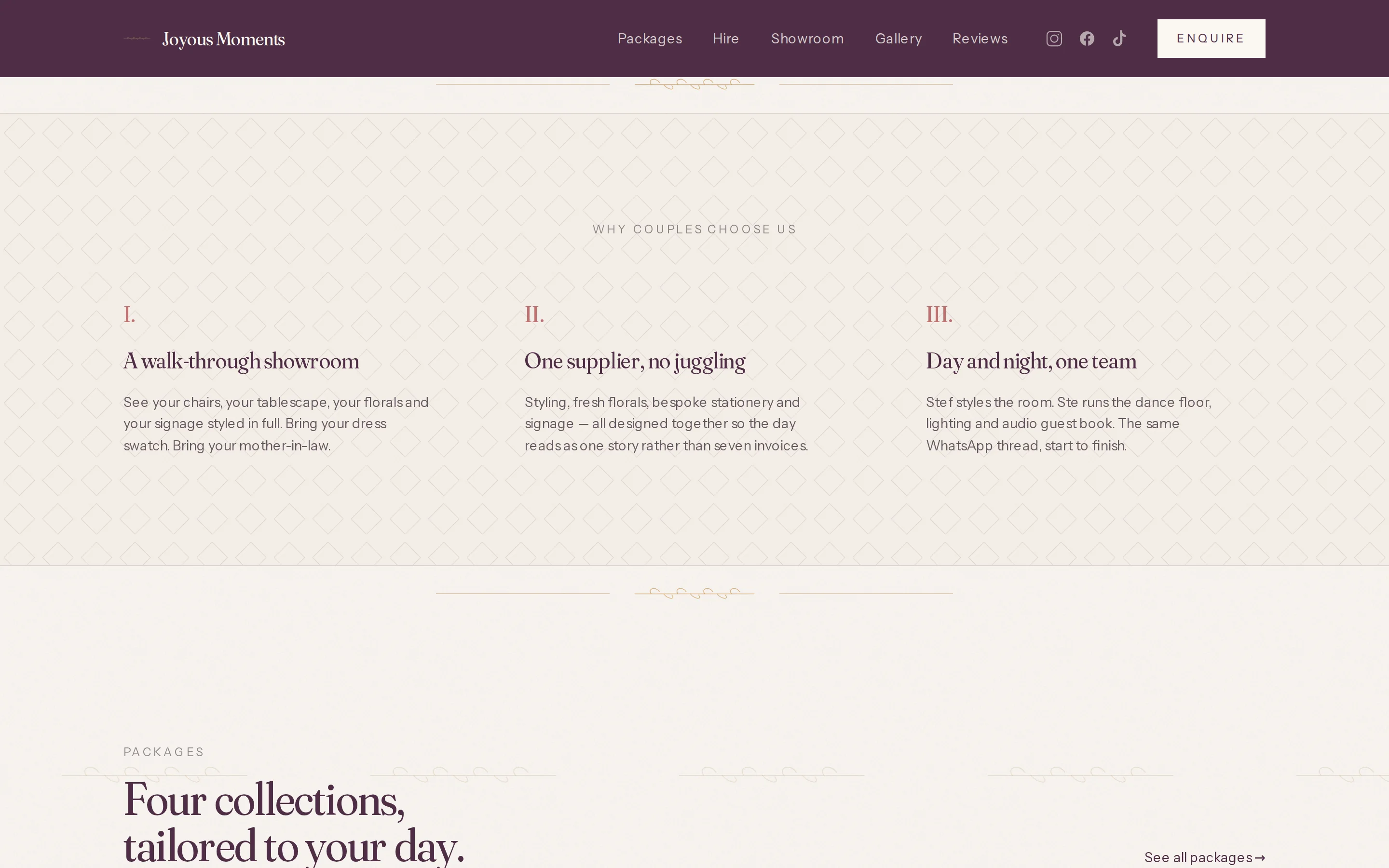 A section of the Joyous Moments website built by Telebyte
