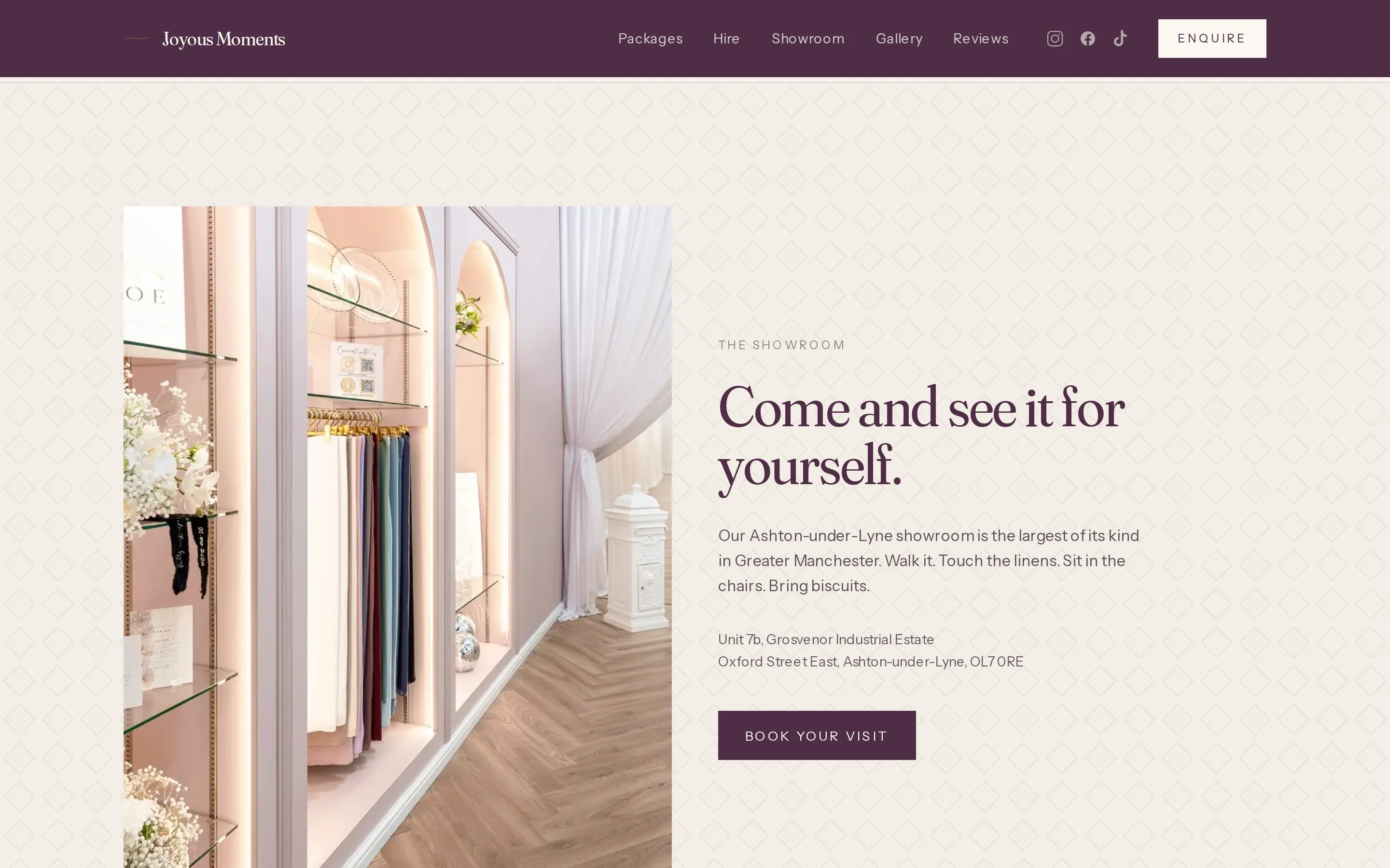 A section of the Joyous Moments website built by Telebyte