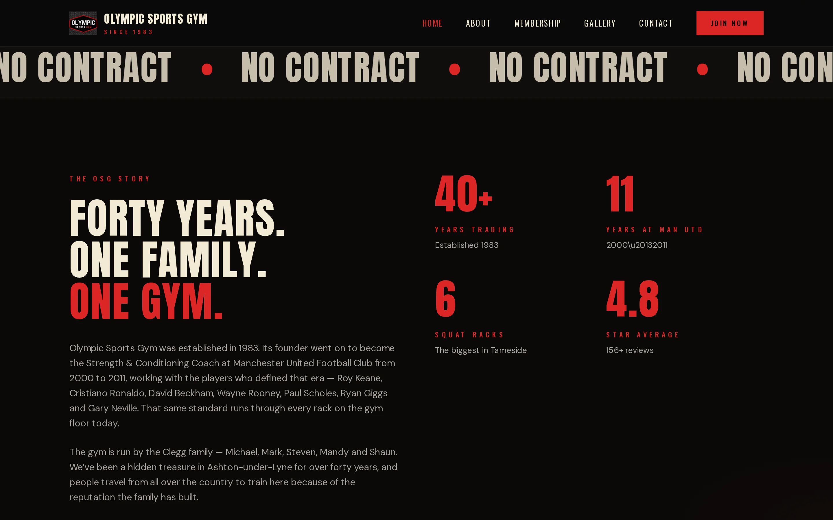 A section of the Olympic Sports Gym website built by Telebyte