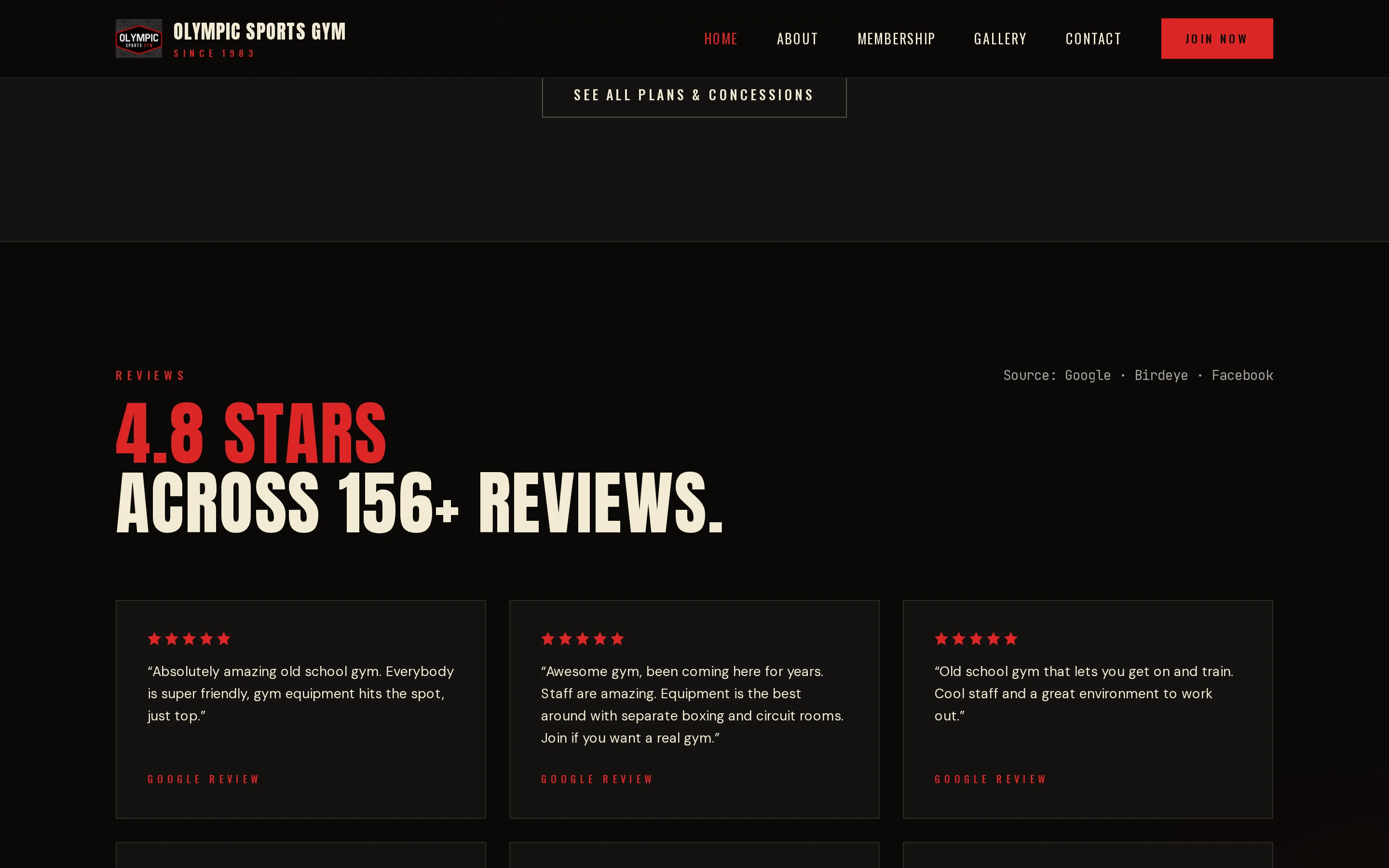 A section of the Olympic Sports Gym website built by Telebyte
