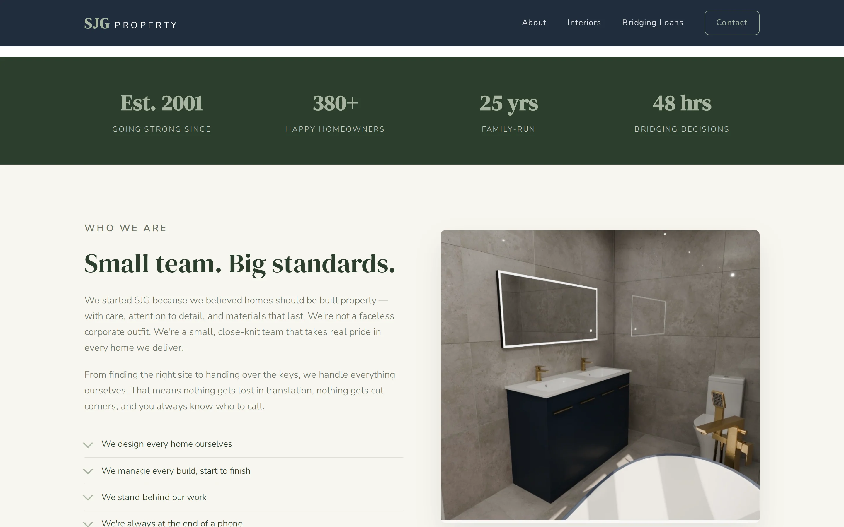 A section of the SJG Property Holdings website built by Telebyte