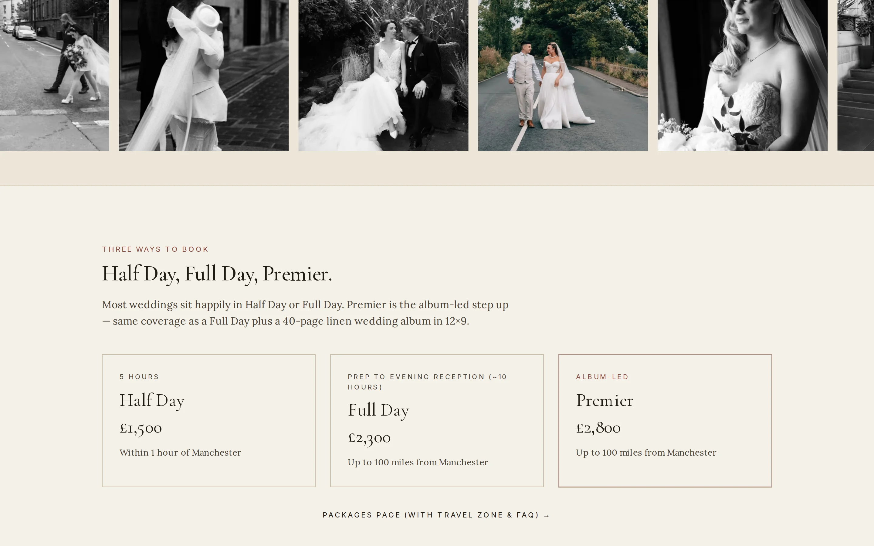 A section of the Tina Hevingham Weddings website built by Telebyte
