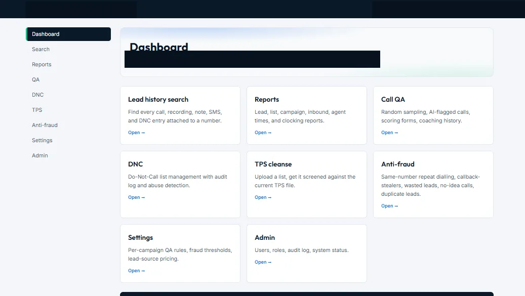 A bespoke portal dashboard built for a single client