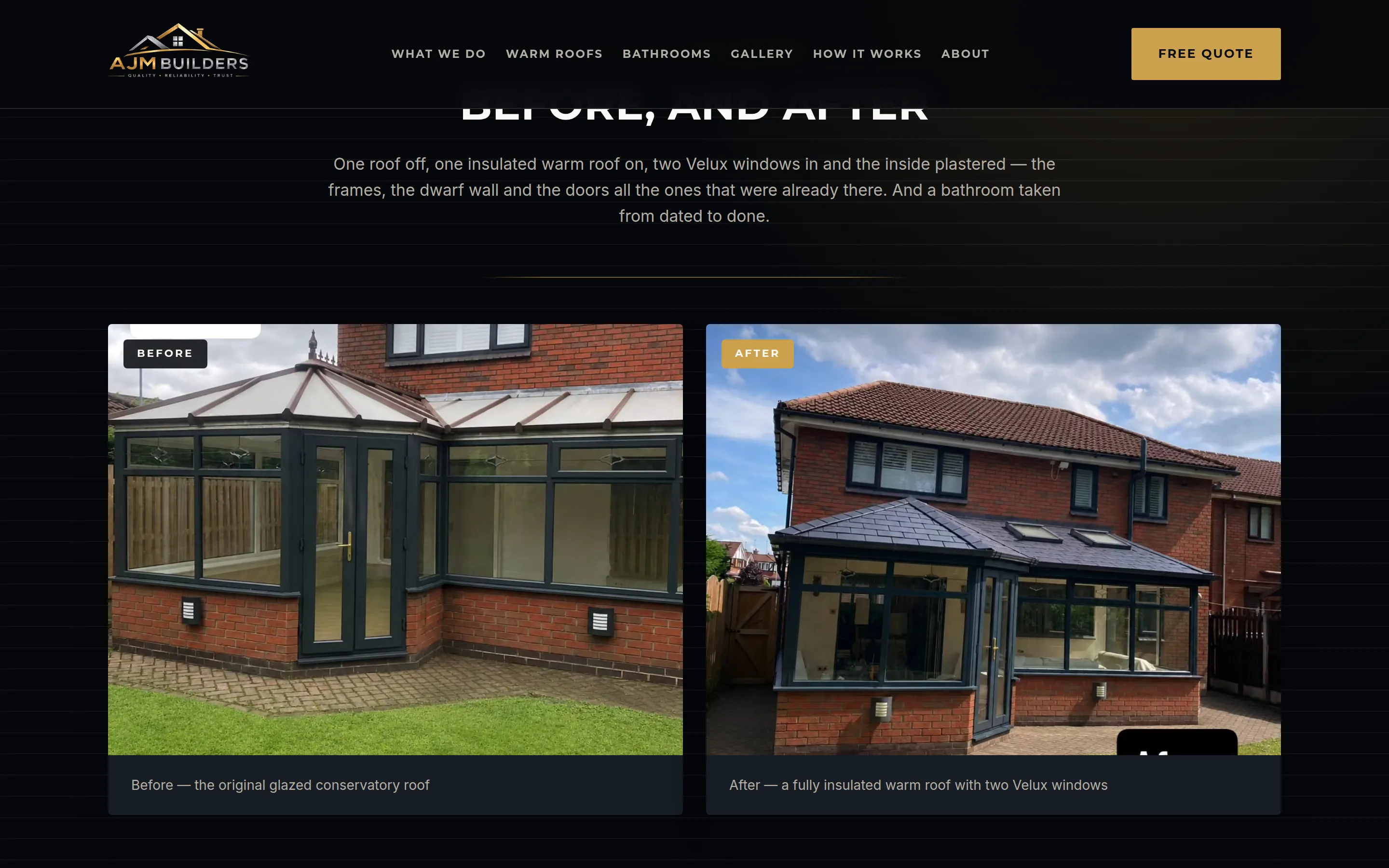 A section of the AJM Builders website built by Telebyte