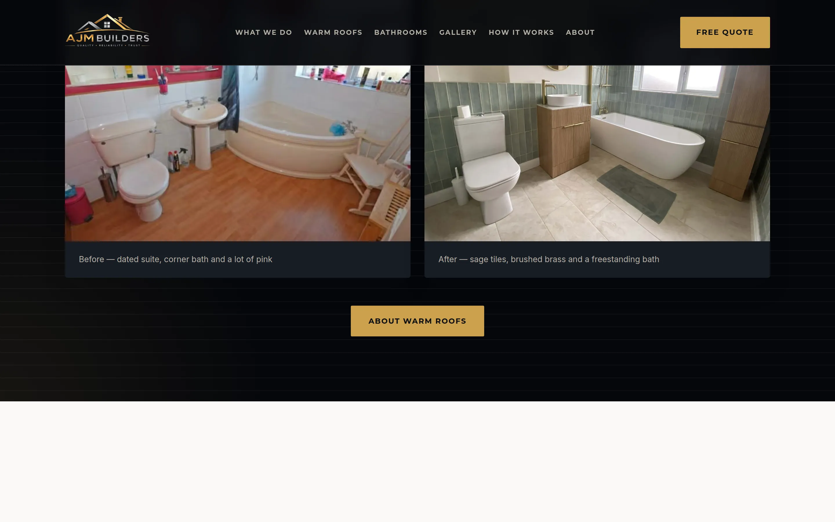 A section of the AJM Builders website built by Telebyte