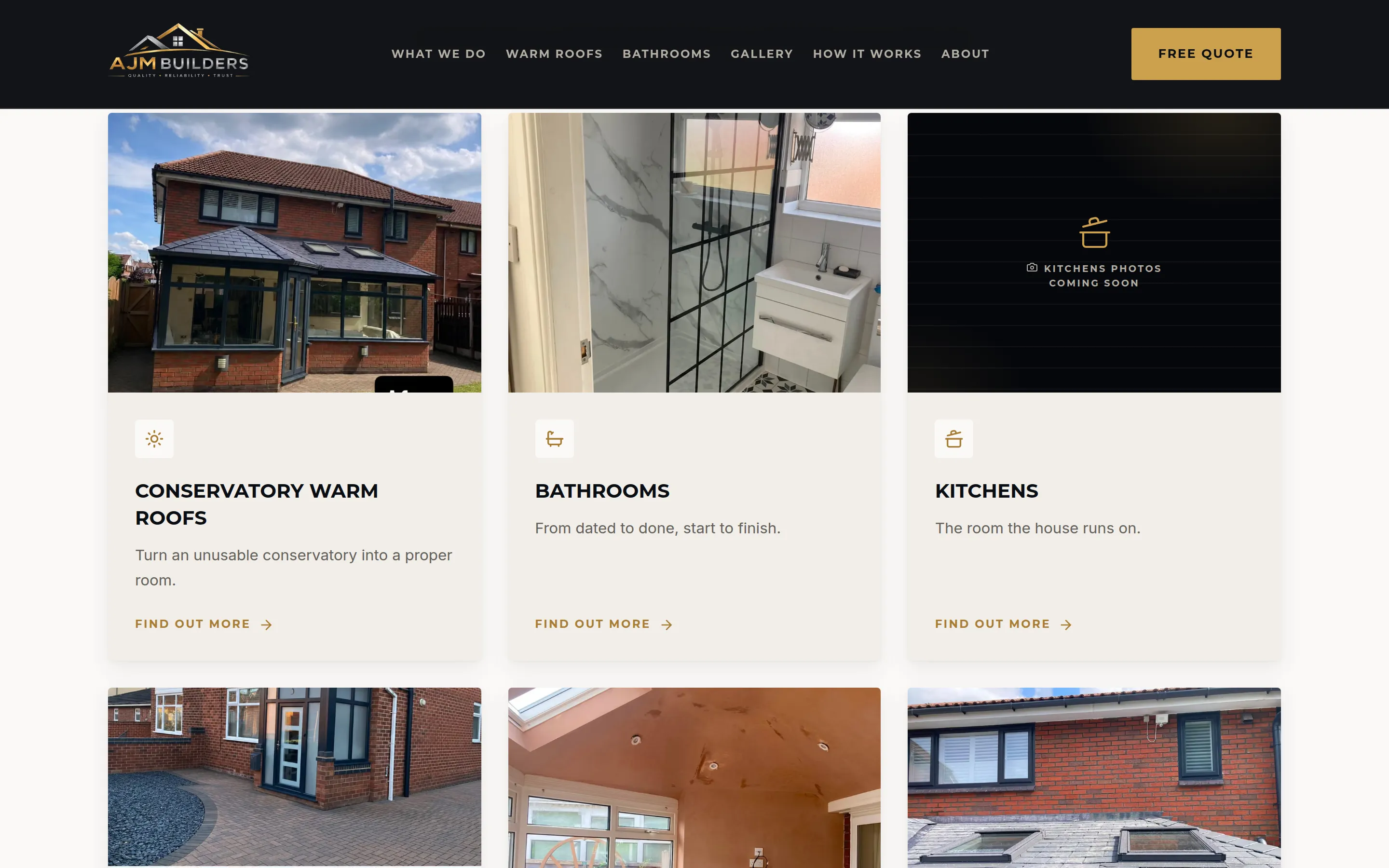 A section of the AJM Builders website built by Telebyte