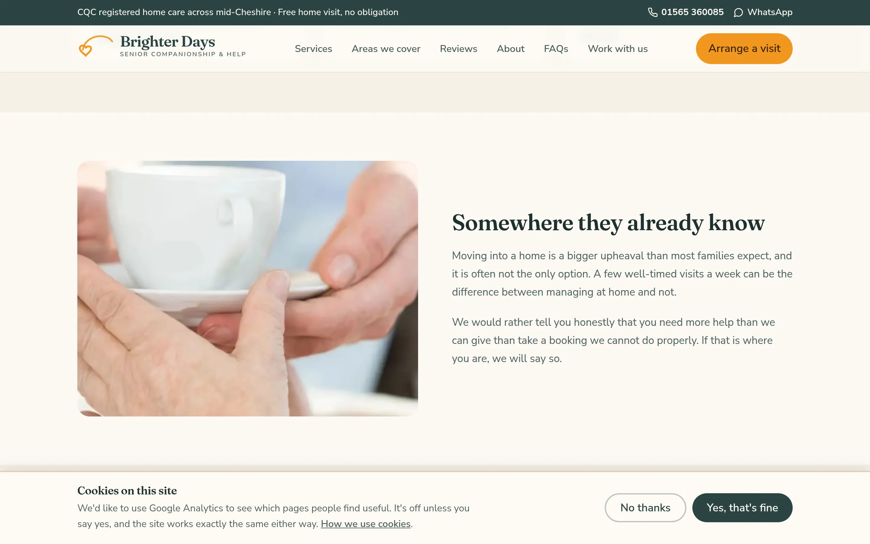 A section of the Brighter Days Companions website built by Telebyte