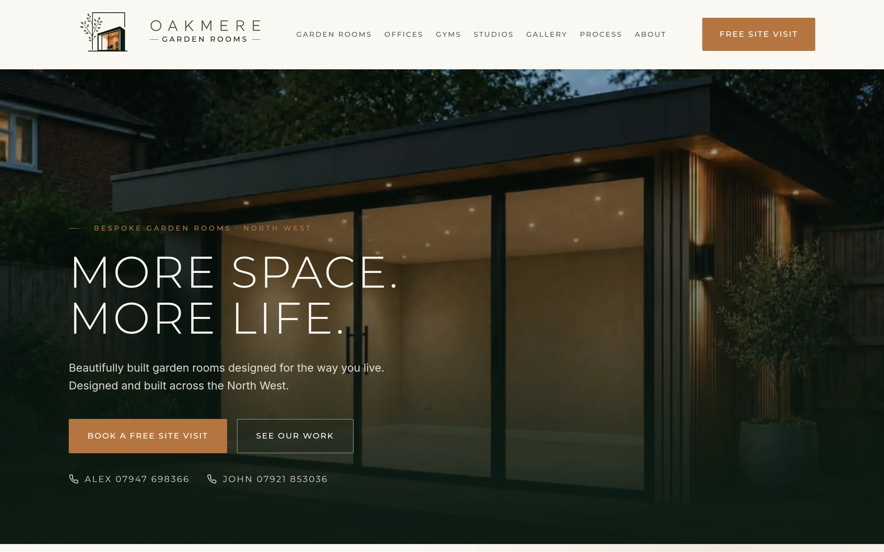 The Oakmere Garden Rooms homepage built by Telebyte