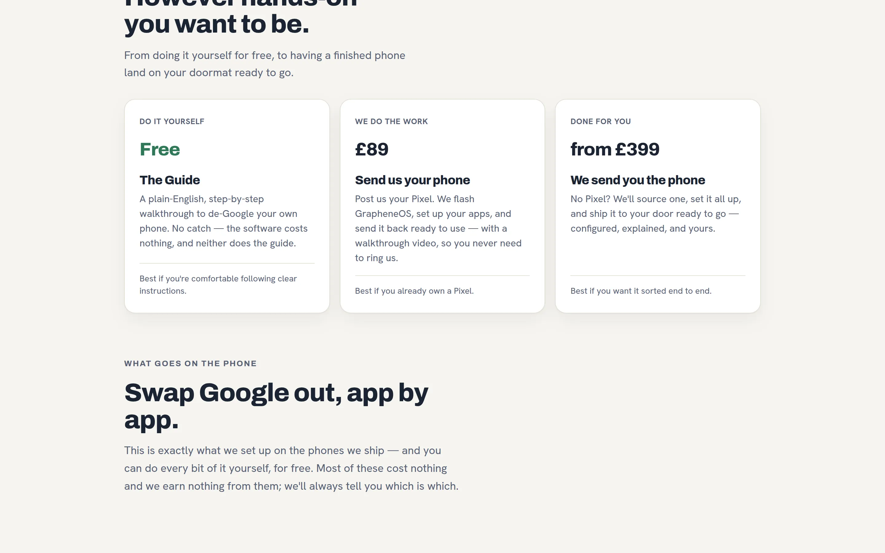 A section of the The Takeback website built by Telebyte