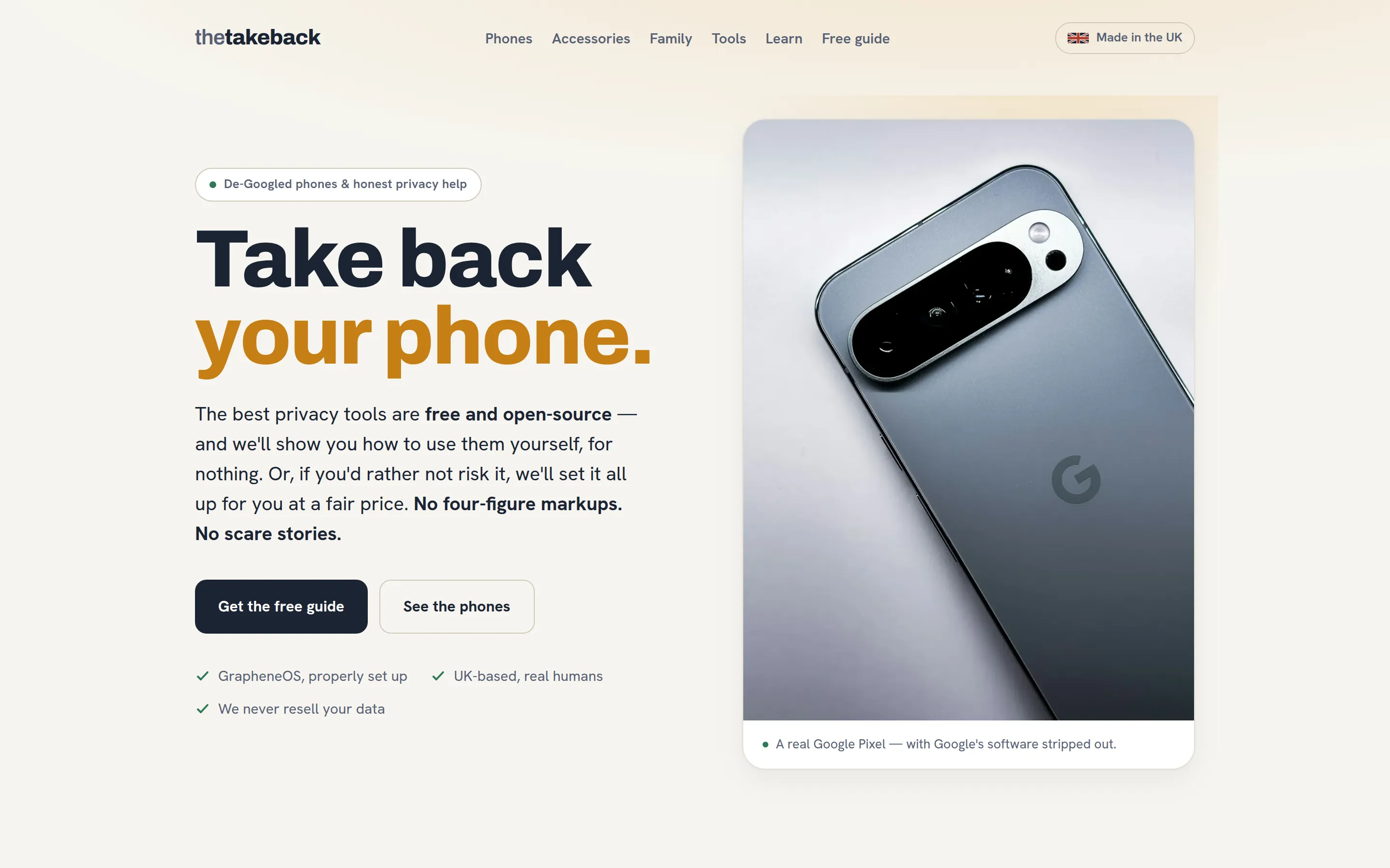 The The Takeback homepage built by Telebyte